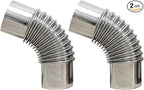 SoloWilder Wood Stove Pipe 2pcs 45 Degree Stainless Steel Chimney Tube 2.36" Stovepipe for Camping Tent Stove
