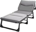 Foldable Bed with Mattress Queen Sleeping Cots for Adults with 3D Memory Headrest Portable Folding Bed Cot Lounge Chair for Beach Lawn Camping(D,190 * 75 * 30cm)