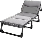 Foldable Bed with Mattress Queen Sleeping Cots for Adults with 3D Memory Headrest Portable Folding Bed Cot Lounge Chair for Beach Lawn Camping(D,190 * 75 * 30cm)