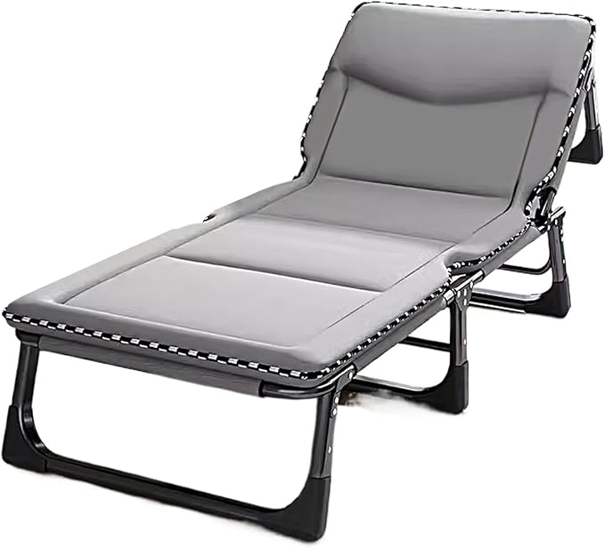 Foldable Bed with Mattress Queen Sleeping Cots for Adults with 3D Memory Headrest Portable Folding Bed Cot Lounge Chair for Beach Lawn Camping(D,190 * 68 * 30cm)