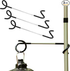 Camping Lantern Hooks, Outdoor Lighting Hooks for Camping Tent lamp Hanger, Bird feeders, Garden Lights, Lanterns, trinkets ; Sturdy Pole Hook for Tent Light, 3 pcs (Large & Long)