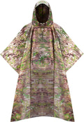 Military Camo Rain Poncho, Extra Large Tactical Poncho Shelter, with Pocket, Waterproof, for Hunting Hiking Camping Emergency