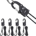 Ayaport Rope Tie Down Ratchet with Carabiner Clip 1/8" x 8' Rope Hanger Cord Tightener Heavy Duty Construction Kayak tie Downs for Tent, Tarp, Camping