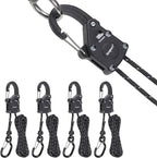 Ayaport Rope Tie Down Ratchet with Carabiner Clip 1/8" x 8' Rope Hanger Cord Tightener Heavy Duty Construction Kayak tie Downs for Tent, Tarp, Camping