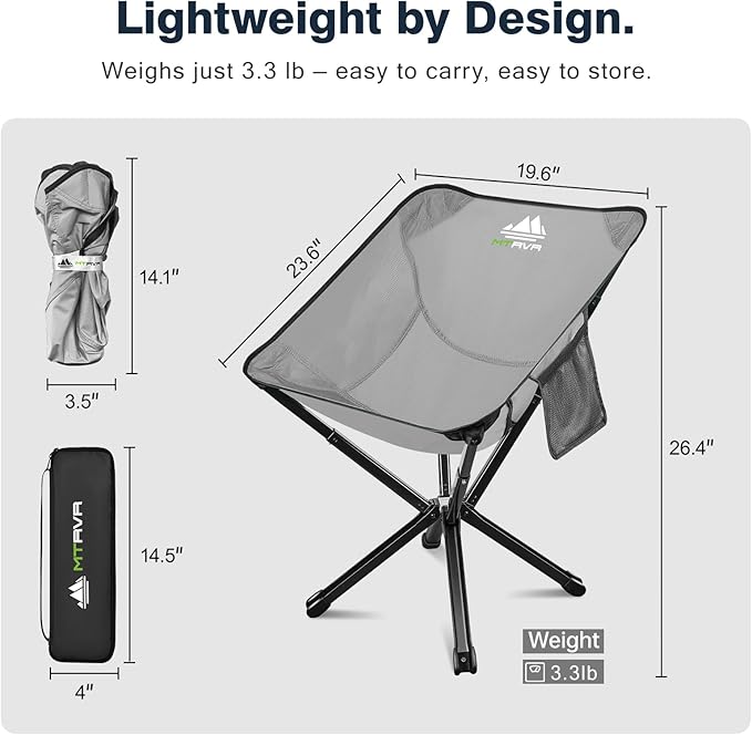 Lightweight Folding Camping Chair — Compact One-Piece Design, Quick Setup, Stable Aluminum Frame, Portable Chair for Travel, Hiking & Short Outdoor Breaks