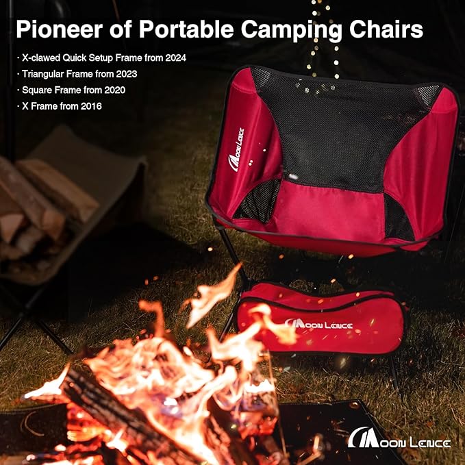 MOON LENCE Portable Camping Chair Backpacking Chair - The 4th Generation Ultralight Folding Chair - Compact, Lightweight Foldable Chairs for Hiking Mountaineering, Beach (Green-2Pack)