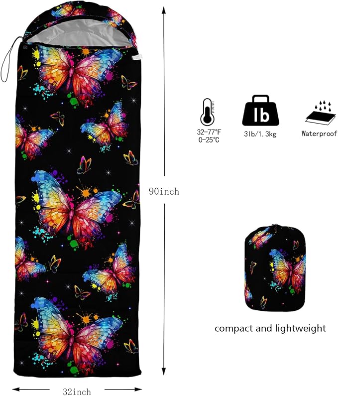 HOSIMA Dear Hunting Pattern Cold Weather Sleeping Bags for Kids Adults,Black Light Weight Waterproof Sleeping Bags for Outdoors Hiking.