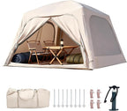 ABORON 2/6/8/10/12 Person Inflatable Camping Tent, Easy Setup Blow Up Tent with Hand Pump, PU3000mm Waterproof & Breathable 4 Season Glamping Tent for Outdoor Camping