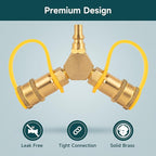 GASPRO 1/4" RV Propane Quick Connect Fittings Y Splitter for RV, Camping Stoves, BBQ Grills, Gas Burners and More, Propane Splitter 2 Way LP Gas Adapter with 1/4" Quick Disconnect