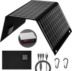 【Dongindar】 30W Foldable Solar Panel Charger,25% High Efficiency N Type Cell, Dual USB-A QC3.0 Fast Charging,Portable IP67 Waterproof Lightweight Solar Charger for Outdoor Camping Travel Emergency