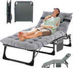 MOPHOTO Folding Lounge Chair 5-Position, Folding Cot, Portable Outdoor Chaise Lounge Chair for Sun Tanning, Perfect for Pool Beach Patio Sunbathing