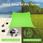 Beach Canopy Windproof Design, Sun Shelter UPF50+ Portable Family Tent with 6 Sandbags Anchors 10x10 FT 2 Pole Pop Up Outdoor Shelter for Beach, Camping, Fishing, Backyard