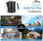 Toughty Yosemite Percolator Coffee Pot – Classic Stovetop Coffee Maker for Camping, Hiking & Home, Durable Stainless Steel Pot, Compatible with All Stovetops – Old-Fashioned 9-Cup Percolator, Black