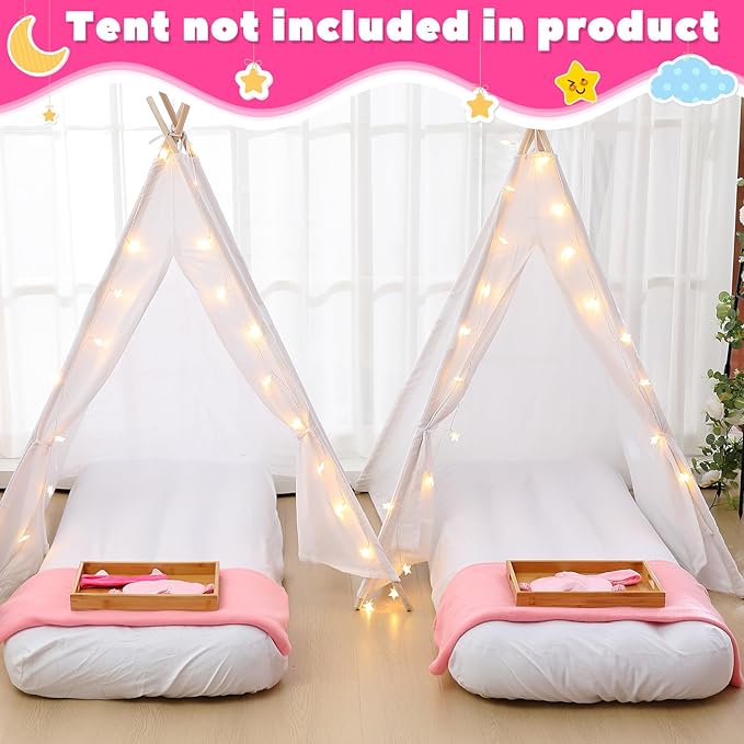 Windyun 4 Sets Kids Air Mattress Bulk with Fitted Sheet,Toddler Inflatable Bed 63 x 27 x 8 Inches Blow up Airbed Camping Sleeping Pad for Aged 3-10 Years Old Birthdays Slumber Sleepover Party (White)