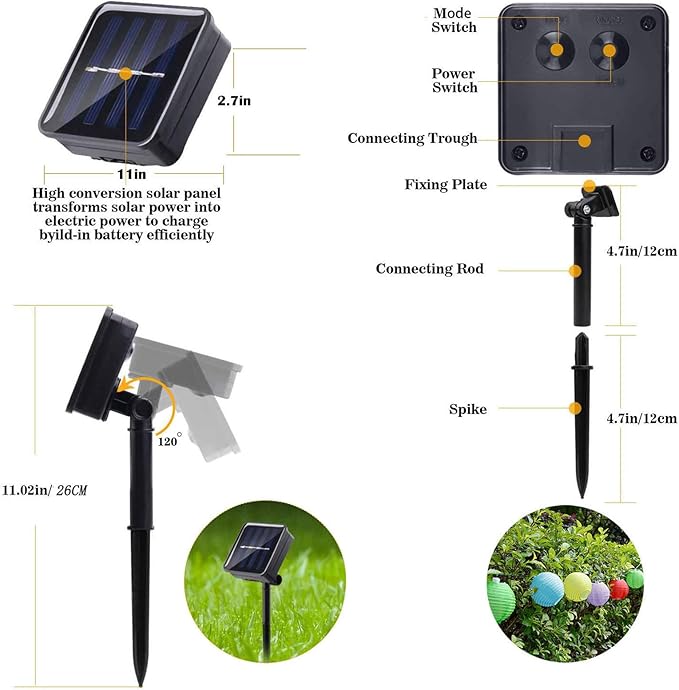 Vigdur Solar Lantern String Lights Waterproof Outdoor Indoor Decorative-String Lights Multicolor for Patio Garden Wedding Party Camping Bedroom Decor