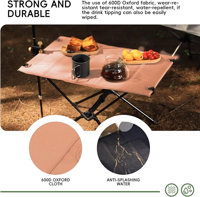 Camping Table, Lightweight and Portable Folding Table, Ideal for Camping, Hiking, Beach, Picnic, Travel, Backyard (Brown)