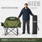 Overmont Oversized Camping Chair for Adults - 400lbs Support Heavy Duty Padded Folding Chair with Cooling Bag Cup Holder Side Pocket Carry Bag - Comfortable Portable for Outdoor Garden Sports Beach