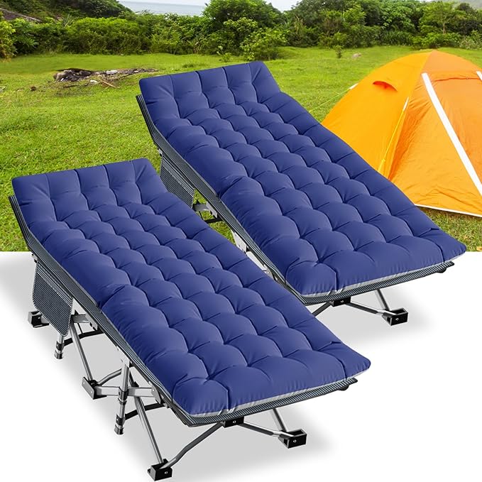 NAIZEA Oversized XXL Folding Camping Cot for Adults, Heavy Duty Outdoor Bed with Carry Bag, Portable Sleeping Bed for Outdoor Travel Camp Beach Vacation