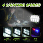 120W Solar Rechargeable Work Light, 144 LED 10000LM Led Work Light with 4 Modes, Portable Flood Light with Stand, IP66 Waterproof Outdoor Working Light for Emergency Mechanic Camping Repair