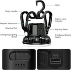Camping Fan Rechargeable Camping Lantern-40Hrs,20000mAh Cordless Battery Operated Oscillating Fan Light with Remote,Hanging Hook and Magnetic Base, for Tents, Outdoor, RV, Outage（Black）
