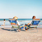 Tangkula Set of 4 Backpack Beach Chair, 5-Position Lay Flat Beach Chairs with Cooler Bag, 2 Cup Holders, Towel Bar, Lightweight Low Folding Beach Chair with Backpack Straps, Yellow