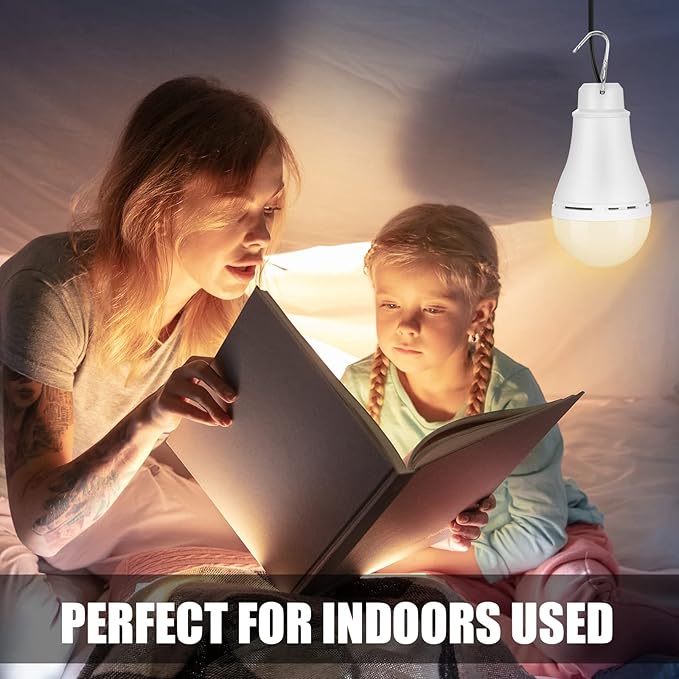 6 Pcs USB Light String LED Portable Light Bulb Rechargeable USB Strip, 6.6 ft Length Cord Camping Lantern with Splitter Cable for Camping Porch Backyard Garage Warehouse Truck Fishing Boat
