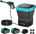 750PSI Portable Pressure Washer Cordless, 4.5Gal Tank, 4 Adjustable Pressure Electric Power Washer with 2x5.0Ah Battery & Quick Charger, 5-in-1 Nozzle, 10FT Hose, Power Cleaning for Car Washing, Patio