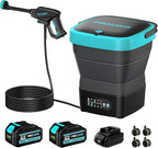 750PSI Portable Pressure Washer Cordless, 4.5Gal Tank, 4 Adjustable Pressure Electric Power Washer with 2x5.0Ah Battery & Quick Charger, 5-in-1 Nozzle, 10FT Hose, Power Cleaning for Car Washing, Patio