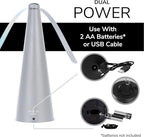 Fly Fans for Tables by Modern Lyfe - AA Battery & USB Powered - Fly Swatter Outdoor Camping Accessory Or for Food at Parties, Restaurants & Picnics, Bug Fan, Spinner Keeps Flies Away (1 Pack - Grey)