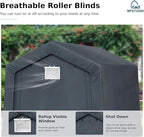 MFSTUDIO 8x12 Storage Sheds, Outdoor Shades Portable Storage Shelter Garage with Rolled up Zipper Doors, Heavy Duty Garages Carport Tent for Motorcycle, Bicycles and Outdoor Tools