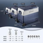 BODEGACOOLER 12 Volt Portable Refrigerator,53 Quart Car Fridge Dual Zone -4℉-68℉,50L Car Freezer APP Control,Electric Compressor Cooler 12/24V DC and 100-240V AC for RV,Camping,Travel,Truck,Vehicles