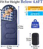 Uniqwamer Kids Sleeping Bag for Girls Boys - 4 Seasons Cold & Warm Weather Flannel Camping Sleeping Bags, Lightweight & Waterproof 45°F Sleeping Bag for Camping Hiking Outdoor Travel