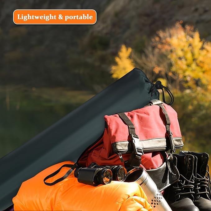 Self-Inflating Camping Sleeping Pad Military Green 185x60x2.5cm Lightweight Inflatable Sleeping Mat for Outdoor Hiking Travel