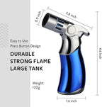 VEXO-Mini4 Torch Lighter Quad 4 Jet Flame Windproof Butane Refill Portable Lighter for Grill BBQ Candle Camping, Gift Idea (Butane NOT Included) (Blue)