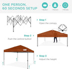 Best Choice Products 10x10ft Pop Up Canopy Tent, Outdoor Shade, 1 Person 1 Minute Set Up, Carry Case, 4 Weight Bags - Rust