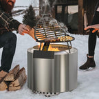 Onlyfire Cast Iron Griddle for Solo Stove Bonfire 19.5" Fire Pit, Foldable Cooking Grates Griddle Combo for Backyard and Outdoor Campfire BBQ
