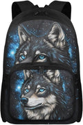 Wolf Bookbag for Men Galaxy Backpack with Lunch Box Large Capacity School Bag for College 17 Inches Book Bag with Adjustable Shoulder Strap for Travel