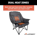 Lippert Big Bear Dark Grey Heated Folding Camping Chair with Power Bank, Two Heat Zones, 400-lb. Weight Capacity, 600D Polyester Fabric, High-Loft Cushioning, Zippered Carrying Bag - 2024043334