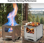 COOK'N'ESCAPE Camping Wood Burning Stove, Folding Lightweight Titanium Camping Stove, Portable Backpacking Stove for Outdoor Camping Hiking Backpacking Picnic Hunting BBQ