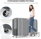 Folding Beds with Mattress, Portable Foldable Bed for Adults, Roll Away Bed Guest on Wheels, Memory Foam Mattress and Metal Frame, Space Saving Fold