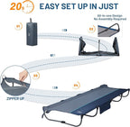 TIMBER RIDGE 20-Second Quick Set-Up Camping Cot, Lightweight Aluminum Folding Cot with Zipper Closure, Portable Carry Bag Included for Camping, Travel and Outdoors, Support up to 225lbs, Blue