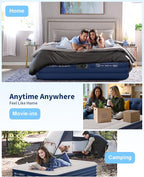 KINGJERRY Queen Air Mattress with Built-in Pump, 18" Raised Comfort Inflatable Mattress with Leak-Proof Air Chamber, 800 lbs Heavy-Duty Support, Thick & Durable Blow Up Bed for Home, Guests & Camping