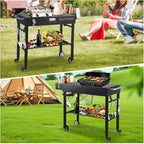 BBQ Cart for Blackstone Griddle 22 & 17 Inch | Portable Rolling Prep Table with Storage Shelf & Lockable Wheels for Outdoor Cooking & Camping