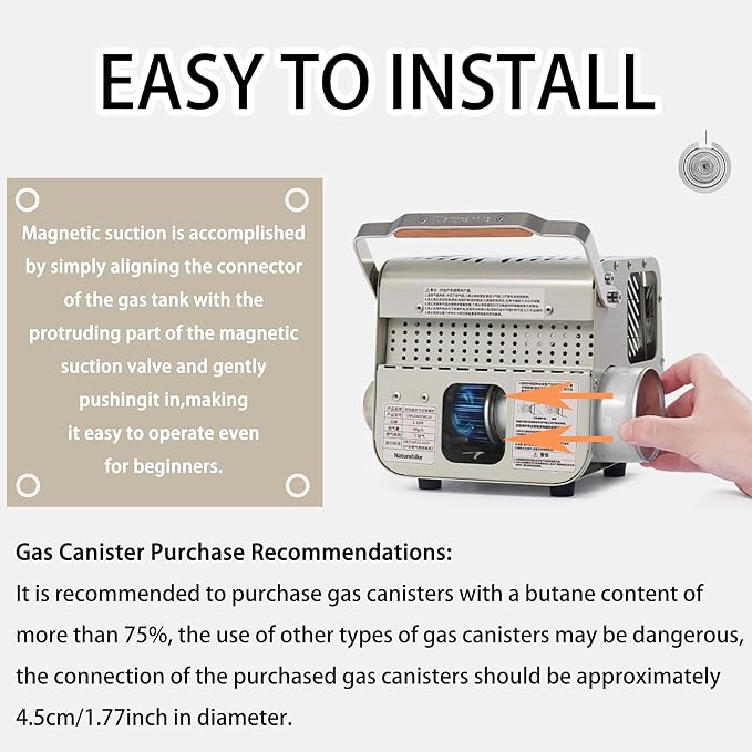 Naturehike 3 in 1 Portable Heater & Stove, 50oz Outdoor Camping Gas Stove, Camping Heaters For Tents, Heater Warming Stove, Adjustable Temperature, Over-Voltage Protection (green)