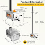Tent Stove, 7.3ft height Portable Wood Burning Stove, Small Stainless Steel Hot Tent Stove with 6 Chimney Pipes for Outdoor Heating, Cooking, Hunting & Ice Fishing