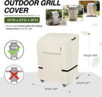 Porch Shield 34W x 24D x 46H inch Premium Gas Grill Cover Up to 32 inch, Waterproof and Fade Resistant 600D BBQ Covers for Weber, Brinkmann, Char-Broil and More, Light Tan