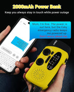 Esky Emergency Hand Crank Radio with 3 LED Flashlight, AM/FM/NOAA Portable Weather Radio with 2000mAh Rechargable Battery, Solar Powered USB Charged Radio for Indoor Outdoor Camping, SOS Alarm