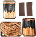 Survival Waterproof Matches Kit – 20/40/60/80/100 Fire Matches + Extra Striker in Metal Tin, Waxed Tinder Cords – Stormproof Windproof Fire Starter for Camping & Emergency (2 x Tin + 20 Ropes)