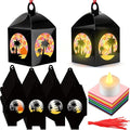 12 Sets Tropical Palm Tree Crafts with LED Candle Light DIY Hawaiian Summer Tissue Paper Craft Kits Hawaiian Luau Palm Tree Hanging Beach Jungle Embellishment for Home Decors Party