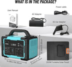 Solar Generator 1000W IB-1000 Portable Power Station with 200W Solar Panel Included, 1024Wh LiFePO4 Battery with 120V AC Outlet for RV Camping Outdoor Home Emergency Backup, Fast Charging